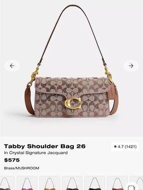 Coach Tabby Shoulder Bag 26 in Mushroom/Brass